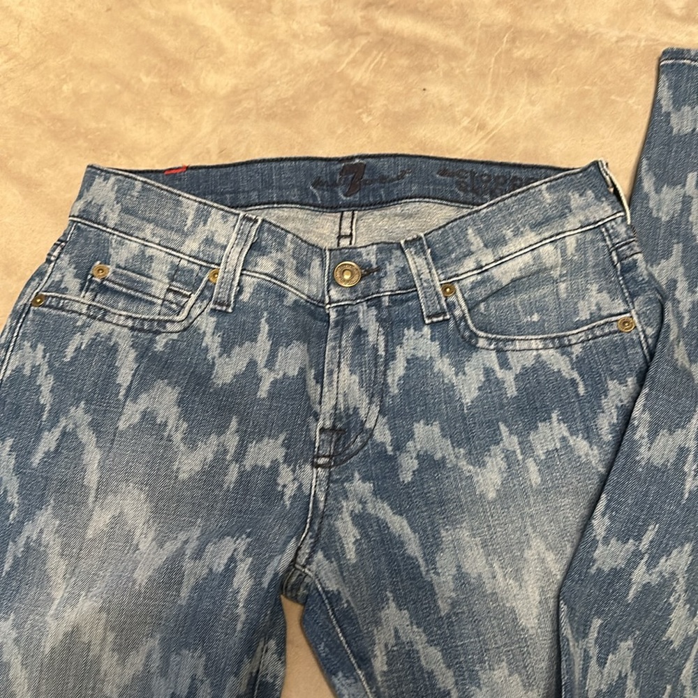 ❤️7  For All Mankind 💙Chevron Cropped Jeans NWT! Size 25 - Picture 8 of 17